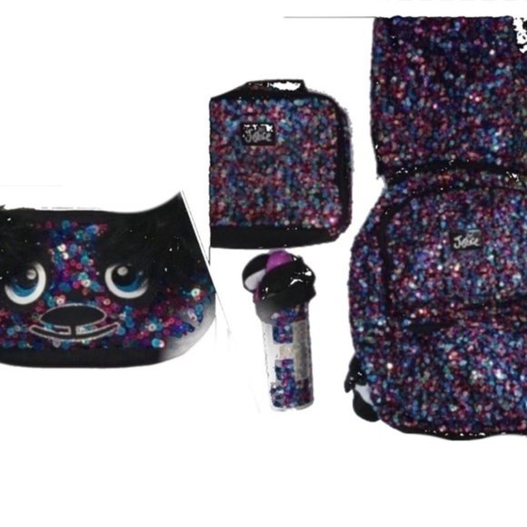 Justice Other - JUSTICE 4PC Sequin Backpack Set Lunchbox Bottle